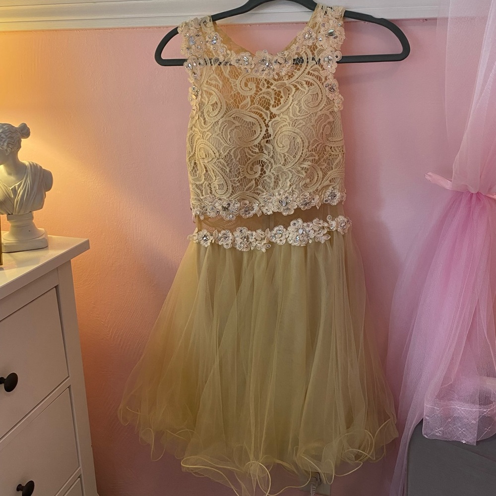 crème hoco dress